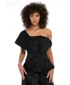 Muse Women's One-shoulder Asymmetric-bow Top In Black