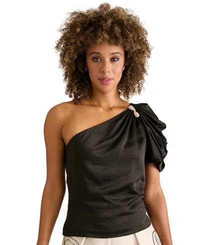 Muse Women's One-shoulder Sleeveless Top In Black