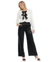 Muse Womens Open Front Jacket High Rise Pull On Pants In White