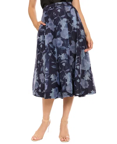 Muse Women's Pleated Printed Midi Skirt In Blue