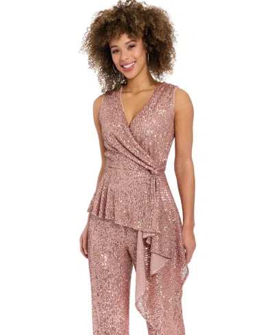 Muse Women's Sleeveless Side V-neck Top In Pink