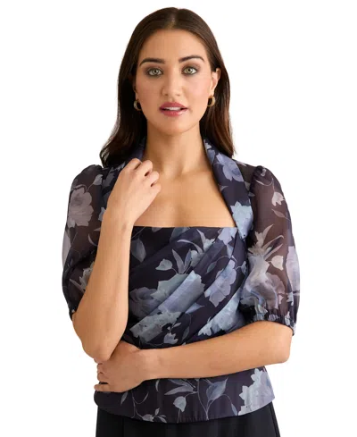 Muse Women's Square Neck Printed Jacket In Blue