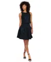 Muse Women's Textured-rose Pleated Bubble-hem Skirt In Black