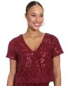 Muse Women's Textured V-neck Top In Red