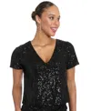 Muse Women's Textured V-neck Top In Animal Print