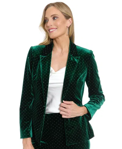 Muse Women's Velvet Embellished Blazer In Green