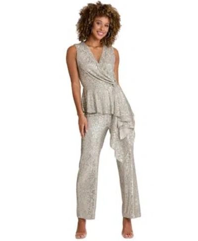 Muse Womens Sleeveless Side V Neck Top Sequin Pull On Pants In Rose,pink
