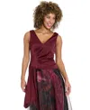 Muse Women'sâ Asymmetrical Pleated V-neck Top