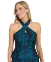 Muse Women'sâ Criss Cross Halter Neck Top In Blue
