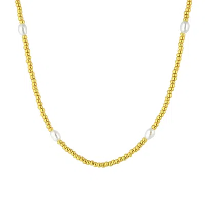 Musebox London Women's Gold Bead & Six Freshwater Pearl Choker Necklace