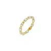 Musebox London Women's White Freshwater Pearl With Gold Bead Detail All Around Elastic Ring