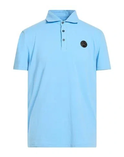 Museum Man Polo Shirt Light Blue Size L Cotton, Elastane