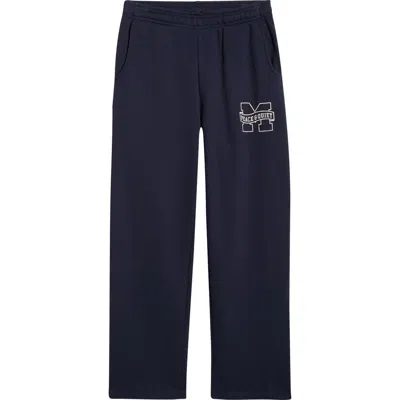 Museum Of Peace And Quiet Museum Of Peace & Quiet Banner Embroidered Cotton Fleece Sweatpants In Blue