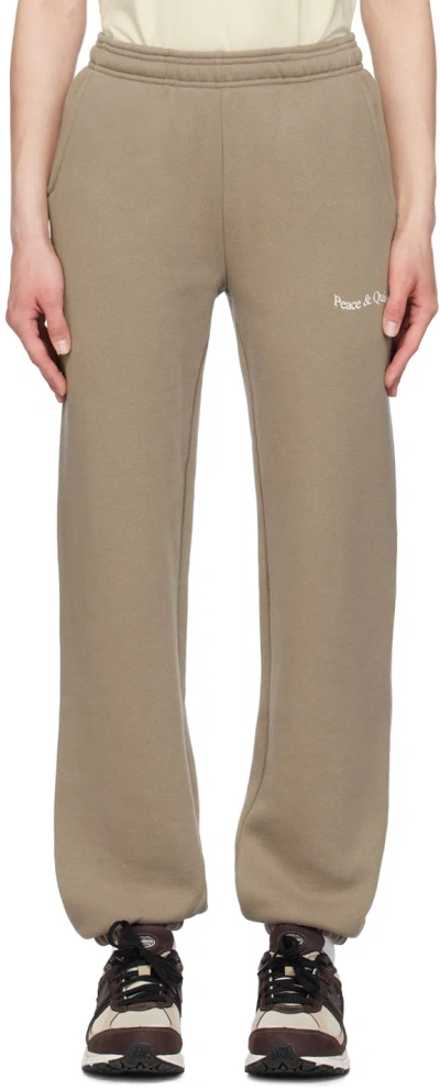 Museum Of Peace And Quiet Brown Wordmark Lounge Pants In Clay