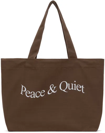 Museum Of Peace And Quiet Brown Wordmark Tote