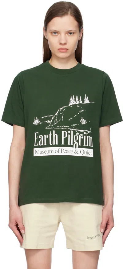 Museum Of Peace And Quiet Green 'earth Pilgrim' T-shirt In Forest
