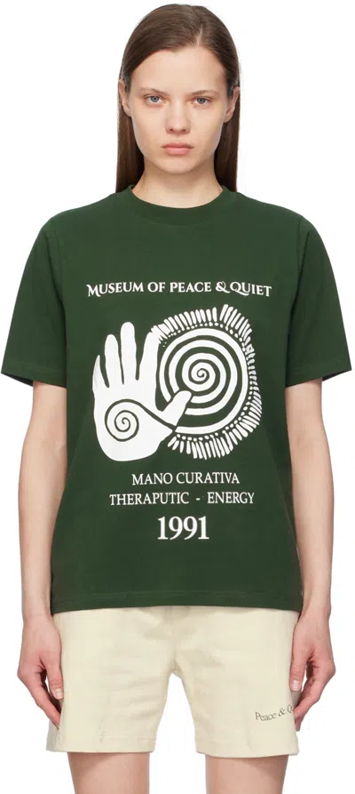 Museum Of Peace And Quiet Green 'mano Curativa' T-shirt In Forest