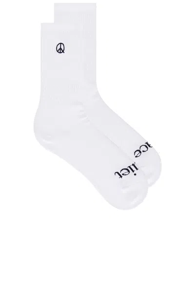 Museum Of Peace And Quiet Icon Socks In White