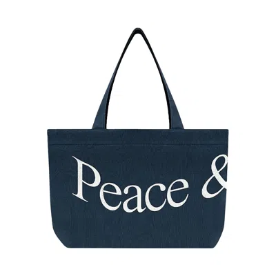 Pre-owned Museum Of Peace And Quiet Museum Of Peace & Quiet Jumbo Wordmark Tote Bag 'navy' | Blue | Men's Size Onesize