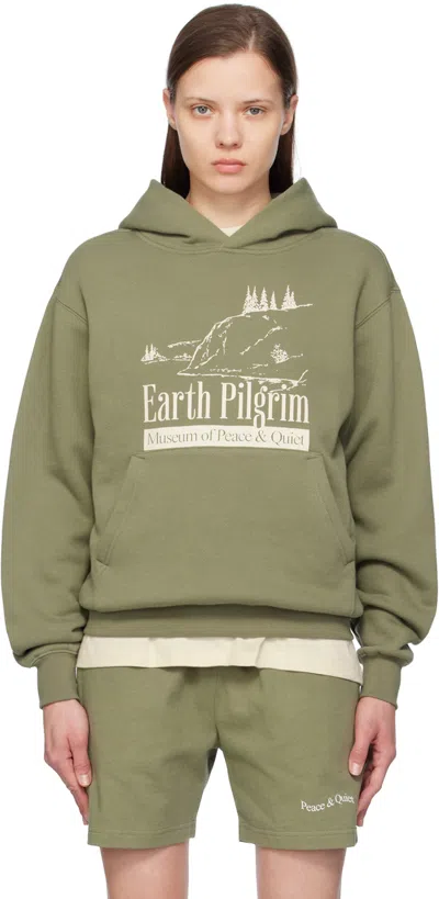 Museum Of Peace And Quiet Khaki 'earth Pilgrim' Hoodie In Olive