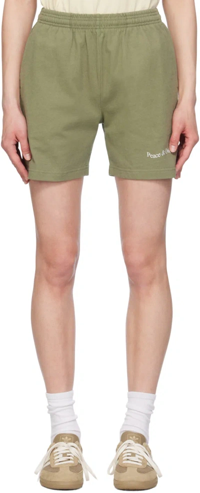 Museum Of Peace And Quiet Khaki Wordmark Shorts In Olive