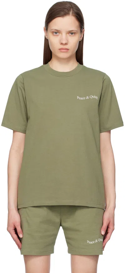 Museum Of Peace And Quiet Khaki Wordmark T-shirt In Olive