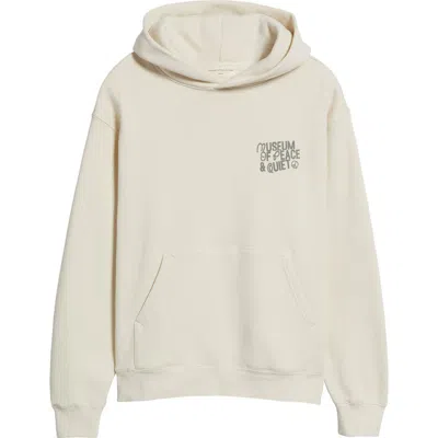 Museum Of Peace And Quiet Museum Of Peace & Quiet Logo Cotton Graphic Hoodie In Bone