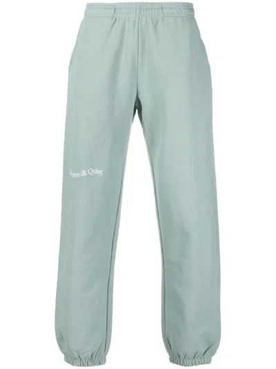 Museum Of Peace And Quiet Logo-embroidered Cotton Track Pants In Green