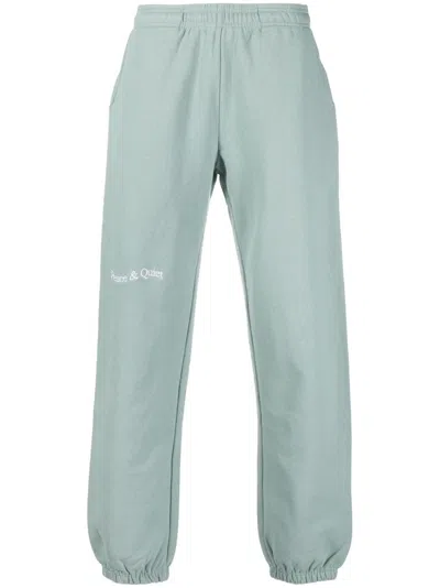 Museum Of Peace And Quiet Logo-embroidered Cotton Track Trousers In Green