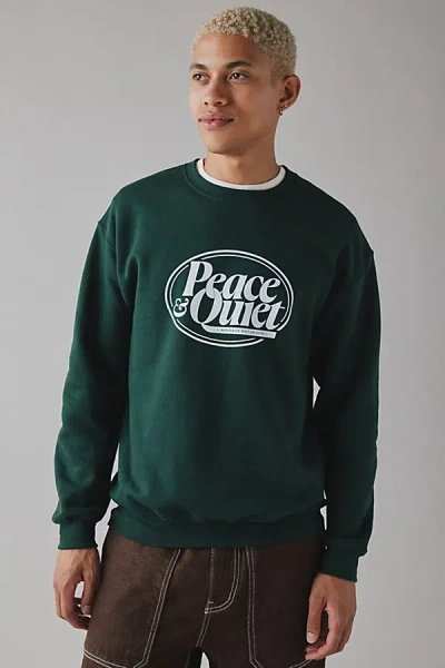 Museum Of Peace And Quiet Museum Of Peace & Quiet Logo Graphic Crew Neck Sweatshirt In Green, Men's At Urban Outfitters