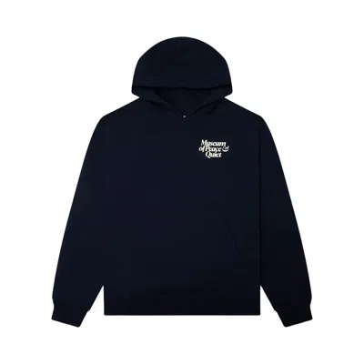Pre-owned Museum Of Peace And Quiet Museum Of Peace & Quiet Mid Century Distressed Hoodie 'navy' | Blue | Men's Size Xl