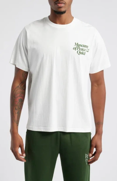 Museum Of Peace And Quiet Museum Of Peace & Quiet Midcentury Cotton Logo Graphic T-shirt In White