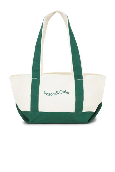 Museum Of Peace And Quiet Mini Wordmark Small Boat Tote In Green