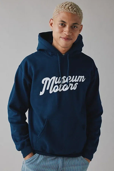 Museum Of Peace And Quiet Museum Of Peace & Quiet Museum Motors Hoodie Sweatshirt In Blue, Men's At Urban Outfitters