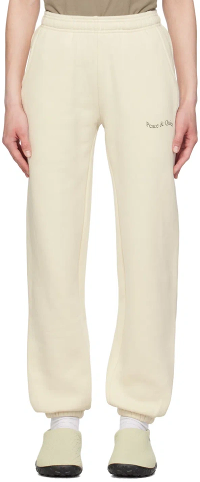 Museum Of Peace And Quiet Off-white Wordmark Lounge Pants In Bone