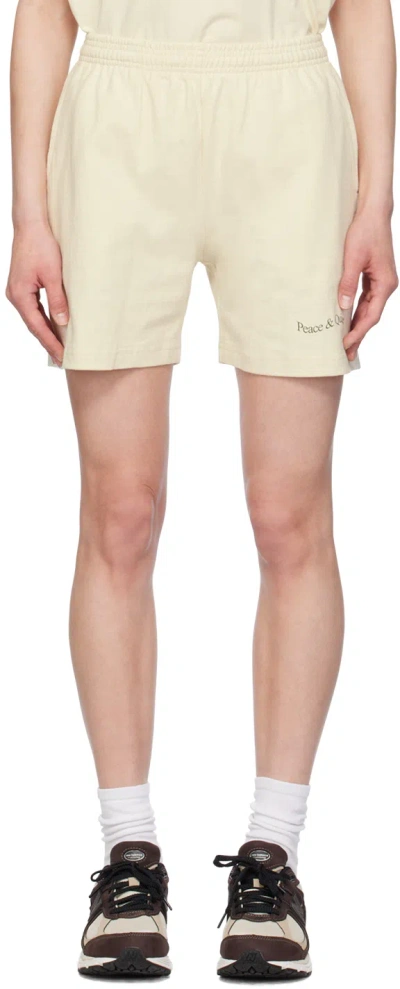 Museum Of Peace And Quiet Off-white Wordmark Shorts In Bone
