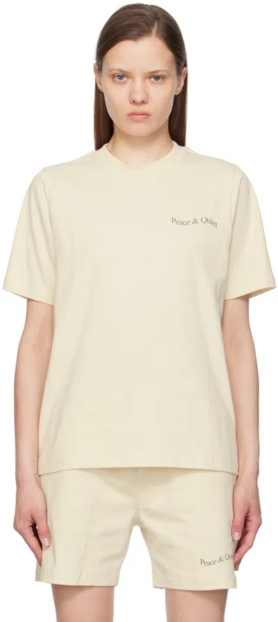 Museum Of Peace And Quiet Off-white Wordmark T-shirt In Bone