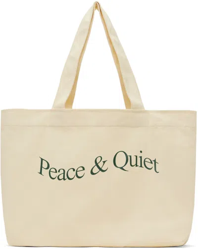 Museum Of Peace And Quiet Off-white Wordmark Tote In Bone