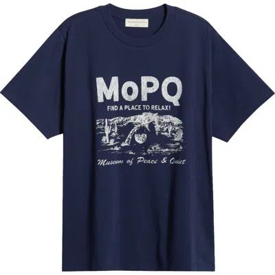 Museum Of Peace And Quiet Museum Of Peace & Quiet Relax Pigment Dyed Graphic T-shirt In Navy