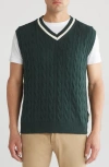 Museum Of Peace And Quiet School House Cable Knit Sweater Vest In Forest