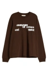 Museum Of Peace And Quiet Museum Of Peace & Quiet Sponge Logo Long Sleeve Cotton Graphic T-shirt In Brown