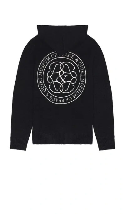 Museum Of Peace And Quiet Symbol Mohair Zip-up Hoodie In Blue