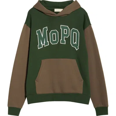 Museum Of Peace And Quiet Museum Of Peace & Quiet University Logo Colorblock Cotton Hoodie In Green
