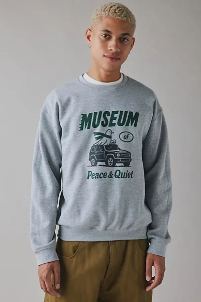 Museum Of Peace And Quiet Museum Of Peace & Quiet Wagon Graphic Crew Neck Sweatshirt In Grey, Men's At Urban Outfitters In Gray