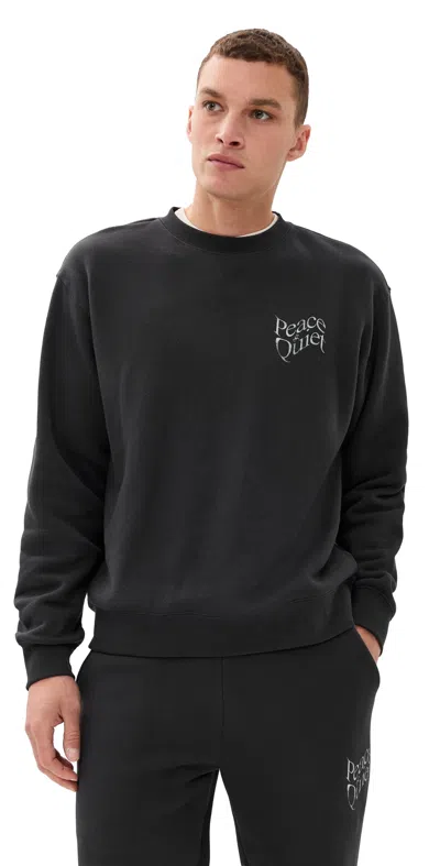 Museum Of Peace And Quiet Warped Logo Cotton Crewneck Sweatshirt In Black