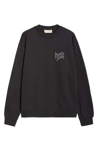 Museum Of Peace And Quiet Museum Of Peace & Quiet Warped Logo Cotton Crewneck Sweatshirt In Black