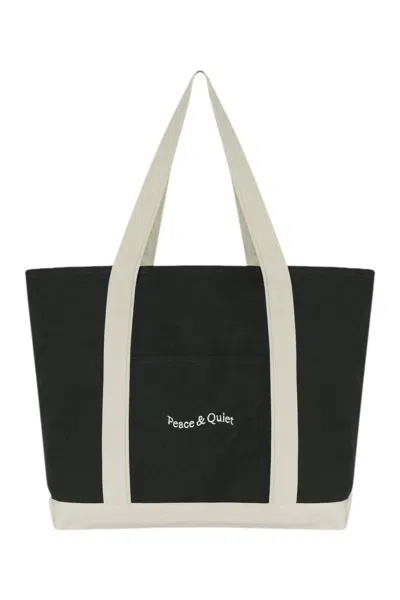 Museum Of Peace And Quiet Women's Classic Wordmark Boat Tote Bag In Black/natural In Multi