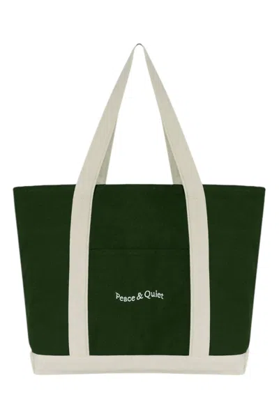 Museum Of Peace And Quiet Women's Classic Wordmark Boat Tote Bag In Forest In Green