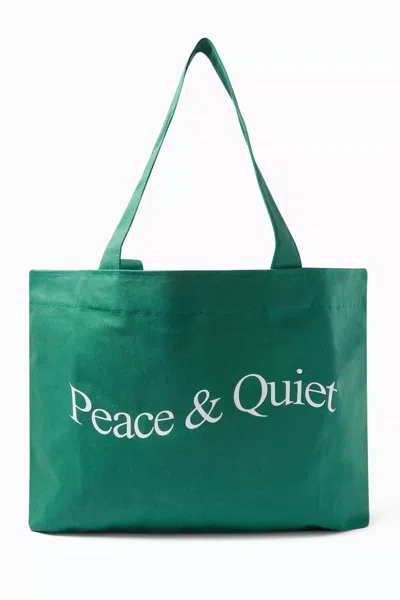 Museum Of Peace And Quiet Women's Wordmark Tote In Forest In Green