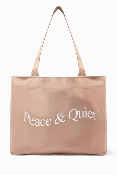 Museum Of Peace And Quiet Women's Wordmark Tote In Taupe In Gray